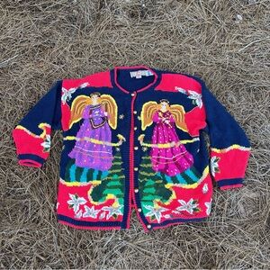 vintage Y2K  Cardigan Bay knit cardigan sweater featuring a unique angel design